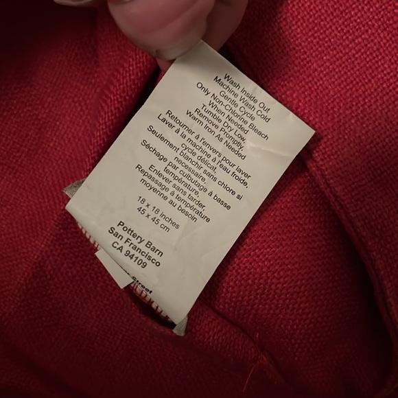 Pottery Barn Red accent pillow cover with brown button - Picture 11 of 11